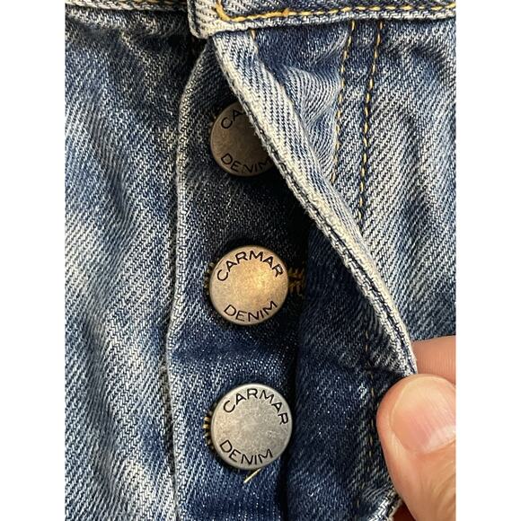 Carmar Micro Mini Skirt Womens Size 28 Denim Distressed Frayed Boho Fesitval USA - Picture 4 of 10